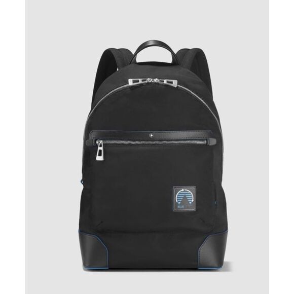 NEW Montblanc BLUE SPIRIT Nylon Leather Backpack - Picture 1 of 11